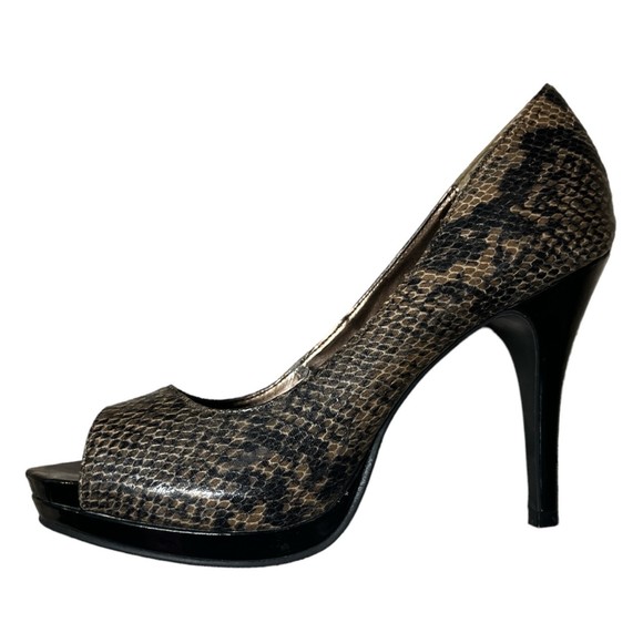 Rampage Womens Gracee Peep Toe 4" Platform Pump Heel Black Snakeprint Shoe - Picture 7 of 13